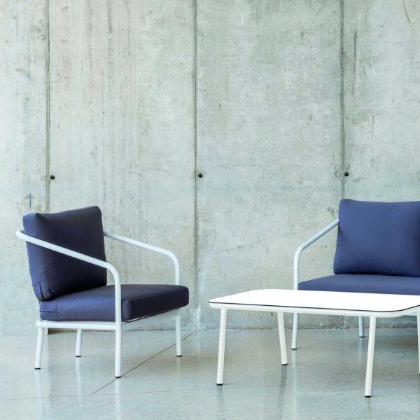 Salon de jardin détente en aluminium blanc 4 places Alexis - HEVEA