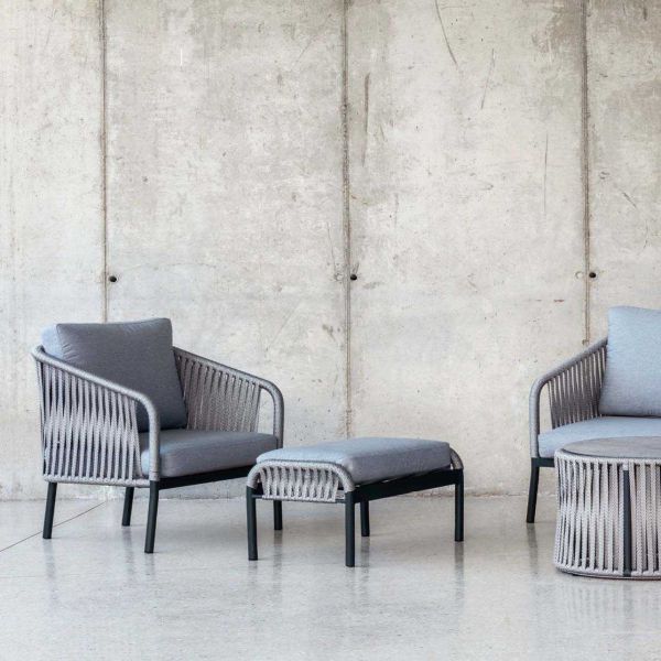 Salon de jardin détente en aluminium et cordes 4 places Yina - HEVEA