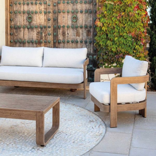 Salon de jardin détente en aluminium imitation bois Corcega - 