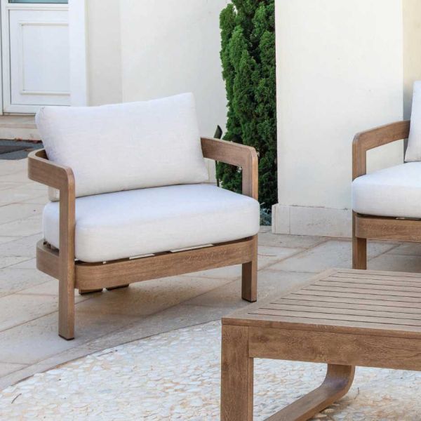 Salon de jardin détente en aluminium imitation bois Corcega - IND-0656