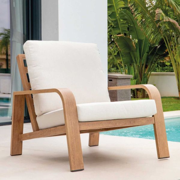 Salon de jardin détente en aluminium imitation bois Sudafrica - 