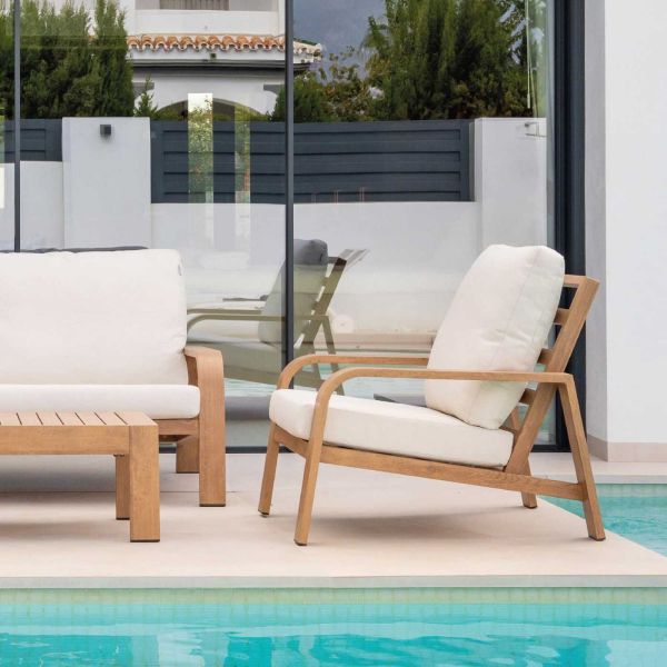 Salon de jardin détente en aluminium imitation bois Sudafrica - 1759