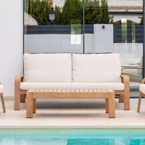 Salon de jardin détente en aluminium imitation bois Sudafrica - 5