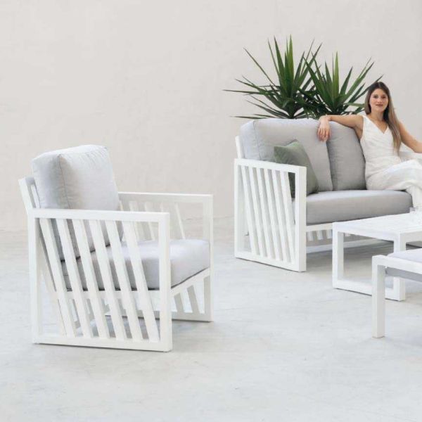 Salon de jardin détente en aluminium 4 places Abigeil - HEVEA