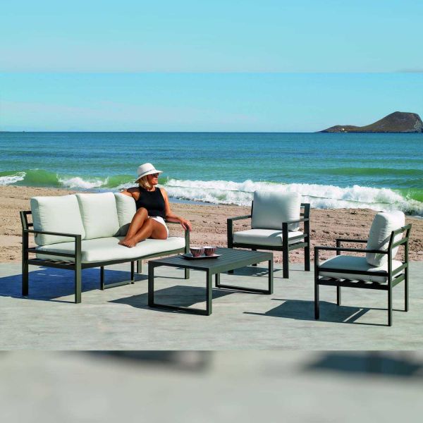 Salon de jardin détente en aluminium 5 places Glembor