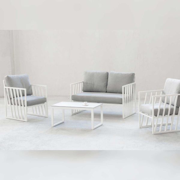 Salon de jardin détente en aluminium 4 places Lovenia