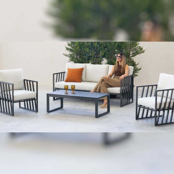 Salon de jardin détente en aluminium 5 places Lovenia