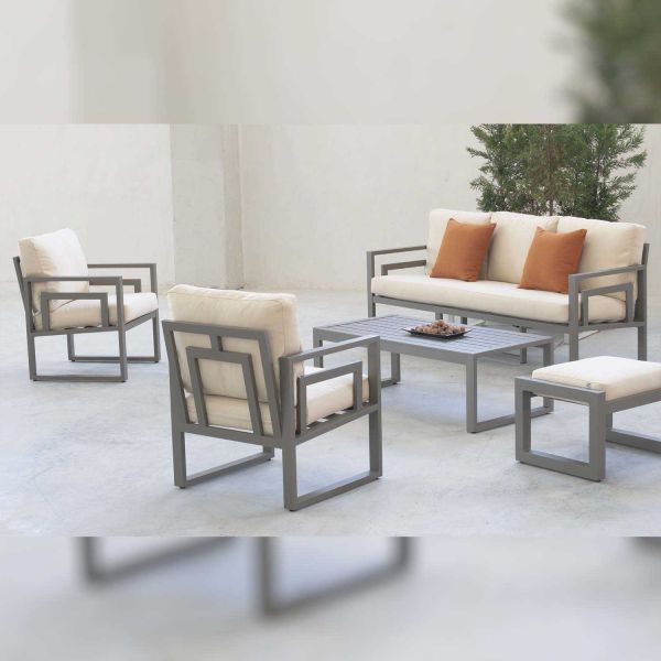 Salon de jardin détente en aluminium 5 places Senia