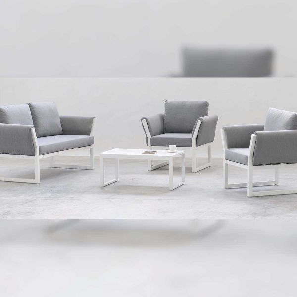Salon de jardin détente en aluminium 6 places Yina