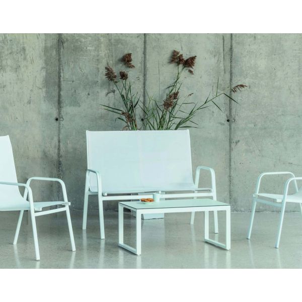 Salon de jardin détente en aluminium et textilène Avalon