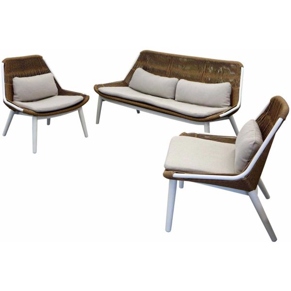 Salon de jardin détente en aluminium et tressage Como - Océo by Proloisirs