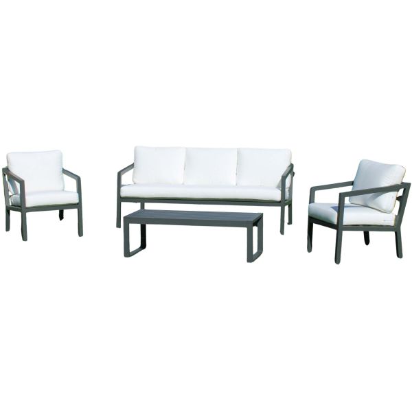 Salon de jardin détente luxe anthracite Acapulco - HEVEA