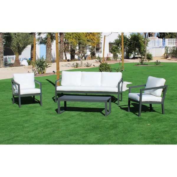 Salon de jardin détente luxe anthracite Acapulco - HEVEA