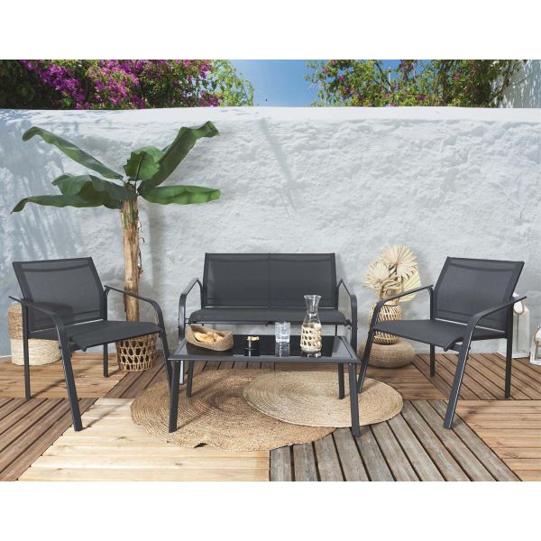 Salon de jardin détente en métal 4 personnes Naxos