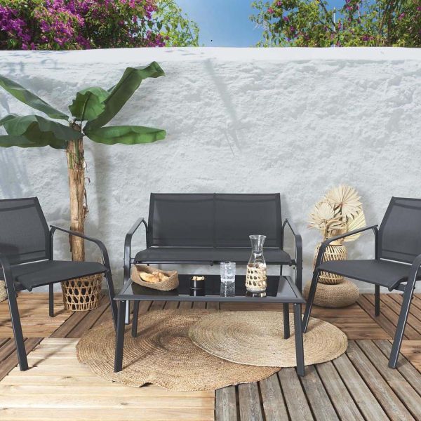 Salon de jardin détente en métal 4 personnes Naxos