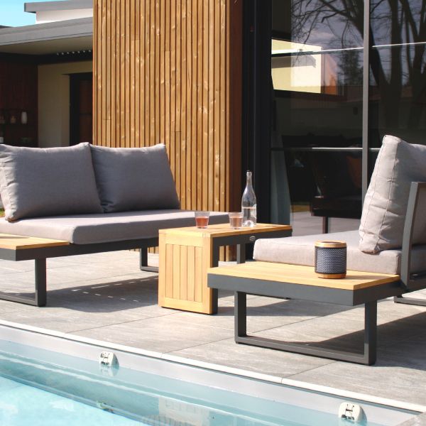 Salon de jardin modulable 4 places en bois d'acacia et aluminium Tokyo - 1289