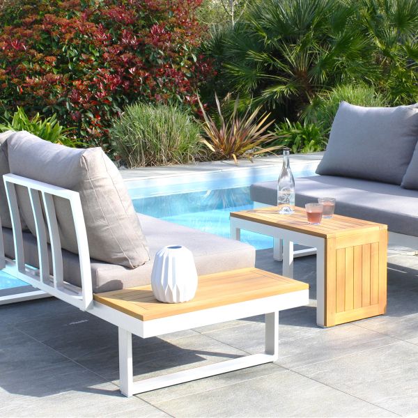 Salon de jardin modulable 4 places en bois d'acacia et aluminium Tokyo - 1289