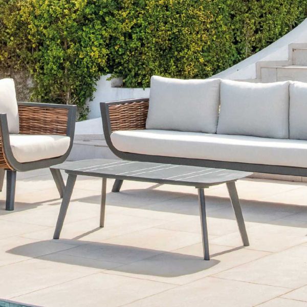 Salon de jardin sofa en aluminium et résine tressée Sudan - IND-0649