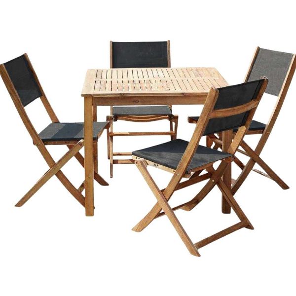 Salon de jardin avec table carrée en acacia Bilbao - WILSA GARDEN