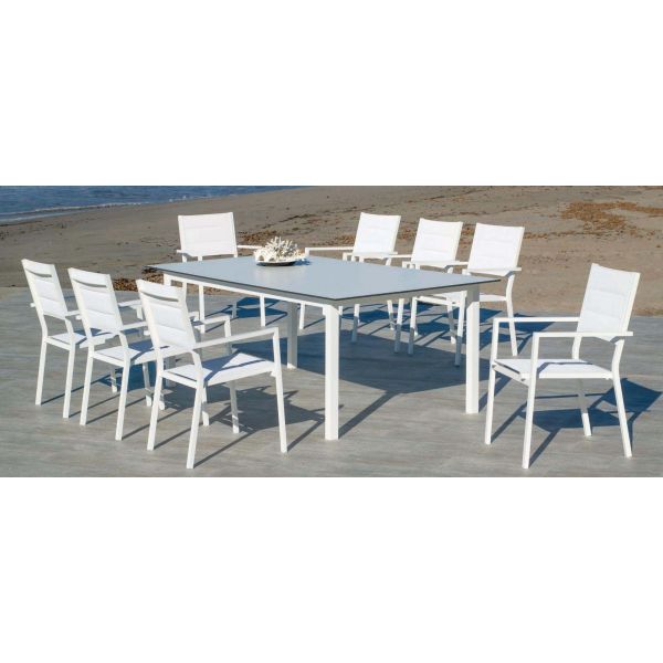 Salon de jardin table repas et 8 fauteuils Palma - HEVEA