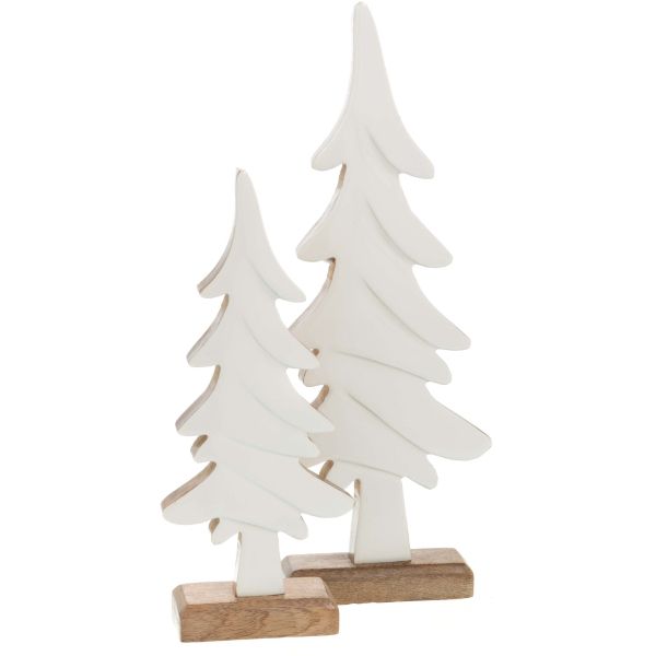 Sapins décoratifs en bois de manguier blanc (Lot de 2)