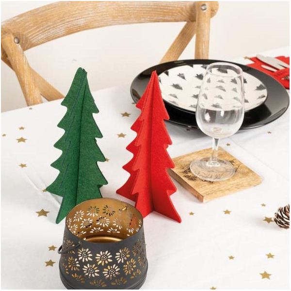 Sapins décoratifs en feutrine 20 cm (Lot de 12) - AUBRY GASPARD