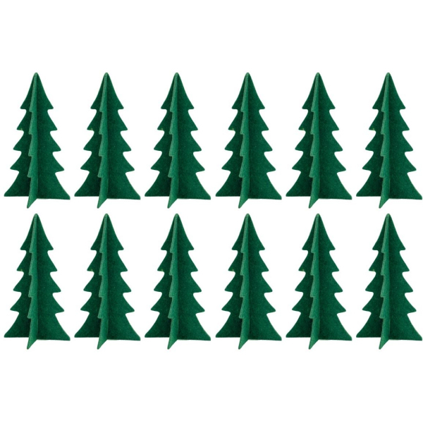 Sapins décoratifs en feutrine 20 cm (Lot de 12)