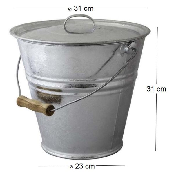 Seau cendres granulés ou compost avec couvercle 10 litres - GUI-0128
