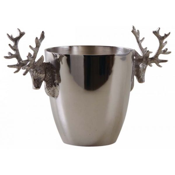 Seau à champagne tête de cerf en aluminium