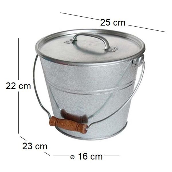 Seau avec couvercle pour cendres granulés ou compost - GUI-0121