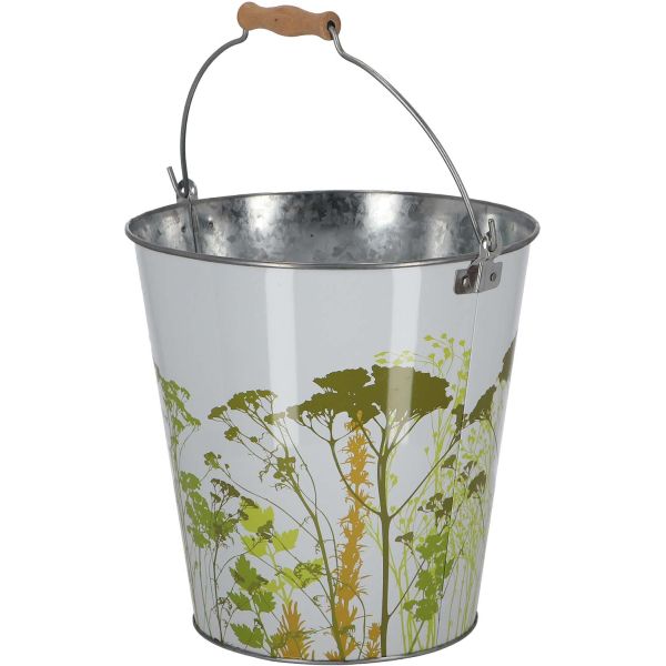 Seau en métal avec décor Herbe - ESS-1636