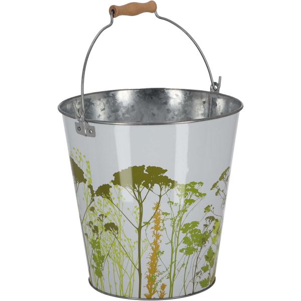 Seau en métal avec décor Herbe