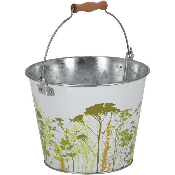 Seau en métal avec décor Herbe