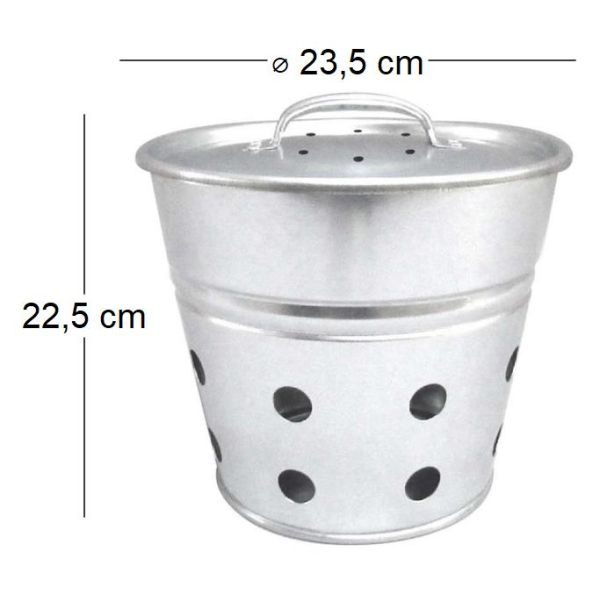 Seau vermicomposteur en acier galvanisé 5 Litres - GUI-0158