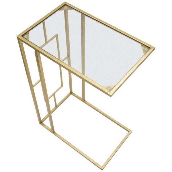 Selette en métal doré Cube et verre 40.5 x 25.5 x 60 cm - 6