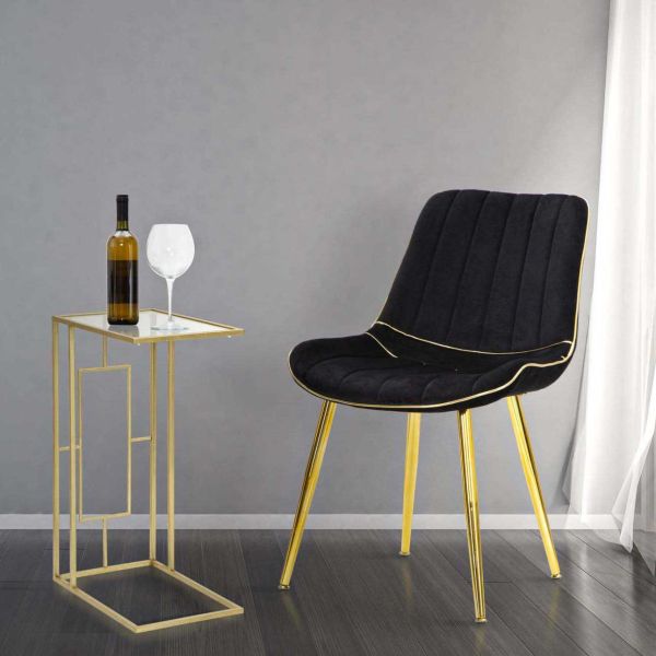 Selette en métal doré Cube et verre 40.5 x 25.5 x 60 cm - MAURO FERRETTI