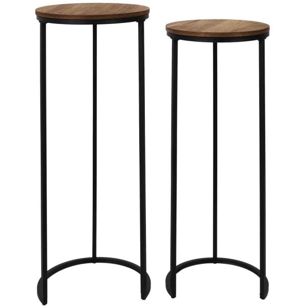Sellette gigogne effet acacia et métal (Lot de 2) - CMP-5170