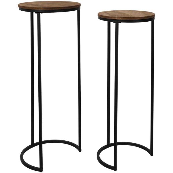Sellette gigogne effet acacia et métal (Lot de 2) - 47,90