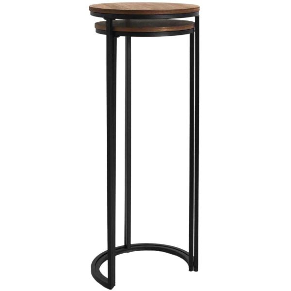 Sellette gigogne effet acacia et métal (Lot de 2) - 5