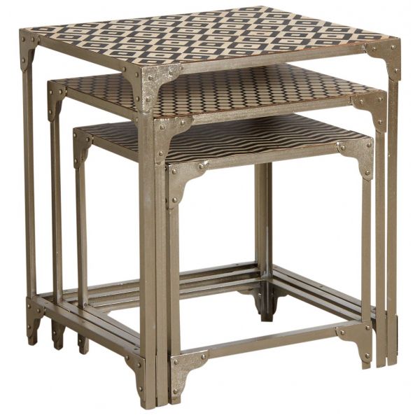 Sellettes carrées graphiques en métal - AUBRY GASPARD