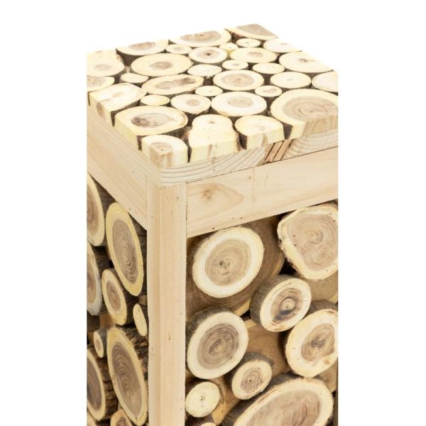Sellettes carrées rondins de bois (lot de 2) - AUB-6405
