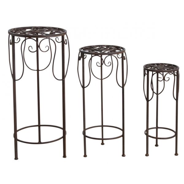 Sellettes rondes en métal vieilli (Lot de 3)