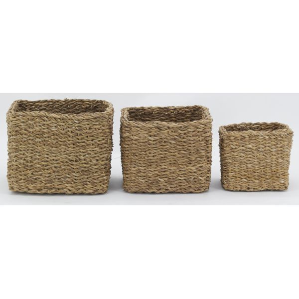 Série de 3 cache-pots en jonc naturel (Lot de 3) - 5