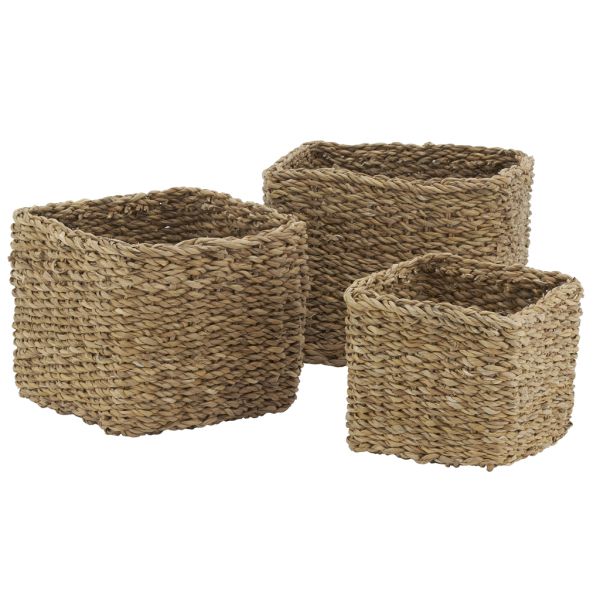 Série de 3 cache-pots en jonc naturel (Lot de 3)