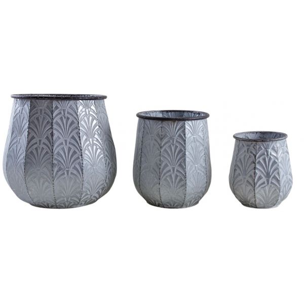 Cache-pots en métal patiné (Lot de 3) - AUBRY GASPARD