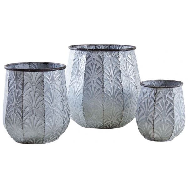 Cache-pots en métal patiné (Lot de 3)