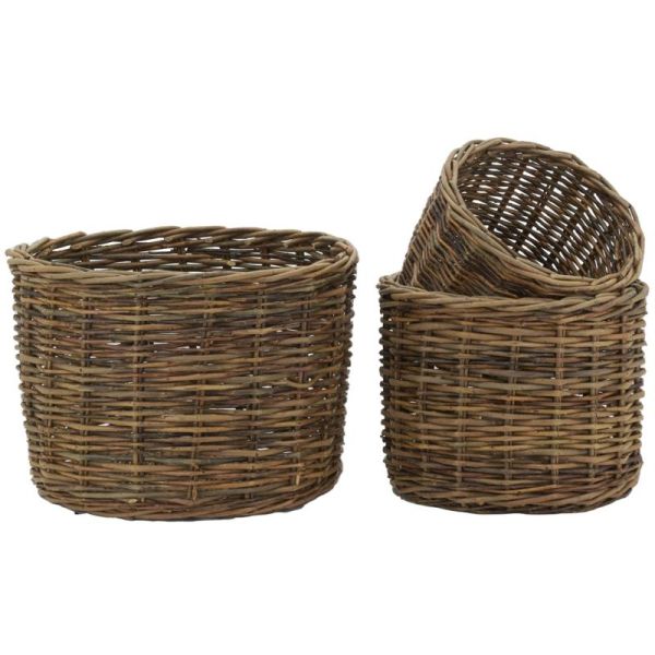 Cache-pots en osier brut (lot de 3)