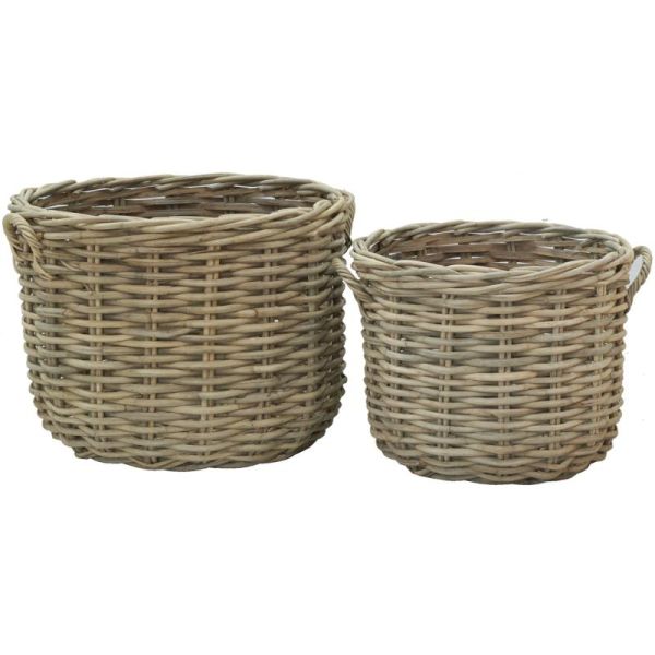 Cache-pots en poelet fendu sable (lot de 2)