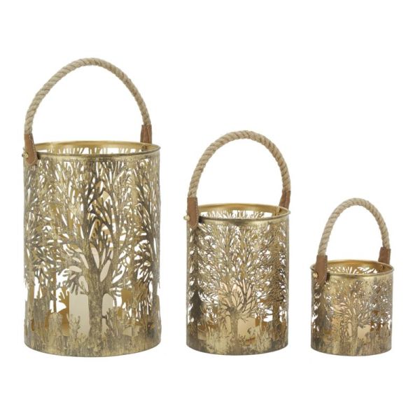 Lanternes en métal doré Cerf (lot de 3) - 7