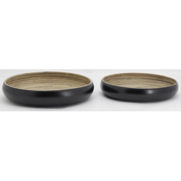 Plateaux ronds en bambou naturel et noir (lot de 2) - 34,90